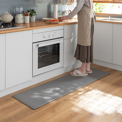 极速Antic-oil kitchen floor mat long stri PU leather non-sli