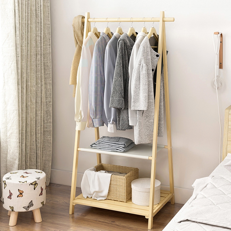 极速衣帽架落地实木衣架简易卧室挂D衣架简约现代挂包架创意衣服