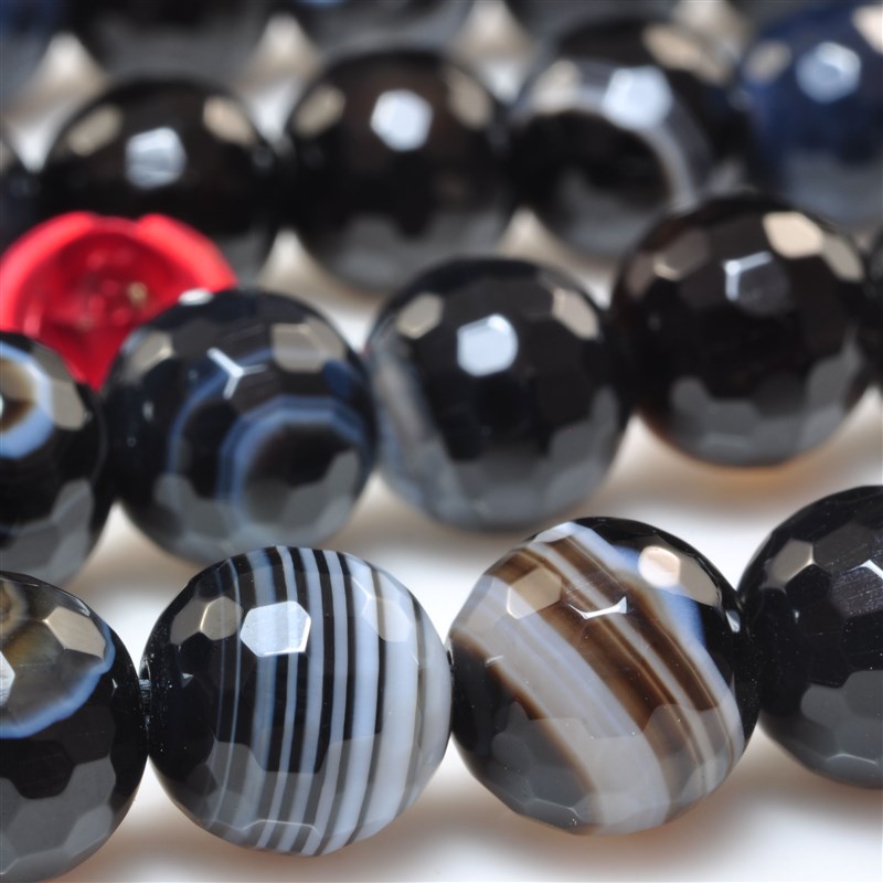 极速条纹玛瑙黑玛瑙珠串散珠圆珠子手工饰K品diy手錬项链耳环材料