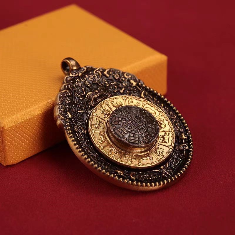 极速九宫八卦牌吊坠藏式纯铜随身挂件项链男女P本命腰牌十二生肖