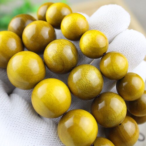 极速厂家直销四川金丝楠木手串y黄料金丝木质文玩佛珠念珠漆面直