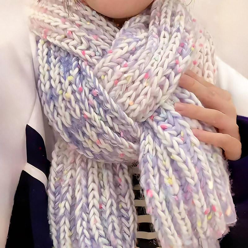 极速彩虹糖围巾手工diy毛线编织材料包渐变P色手织送女生礼物打发