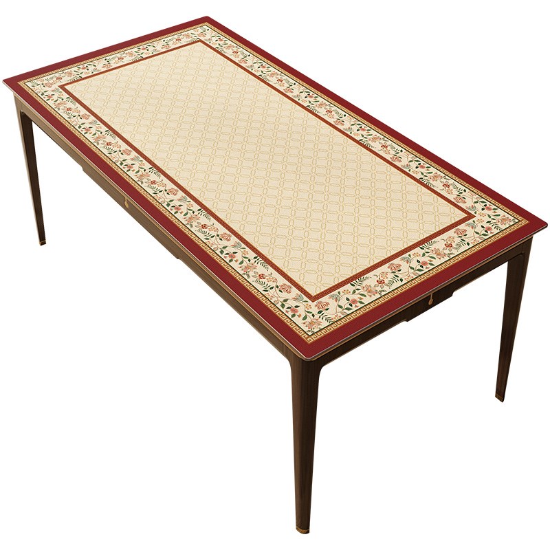 极速氛围感新中式皮革餐桌垫防水防油防烫免N洗美式复古方形盖布