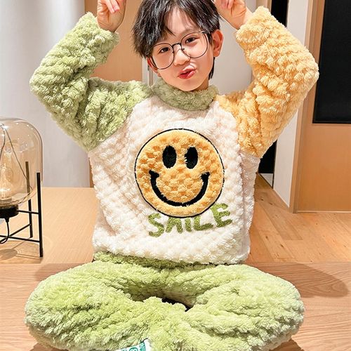 极速男童c睡衣秋冬季法兰绒加厚珊瑚绒儿童男孩小孩2024新款大童