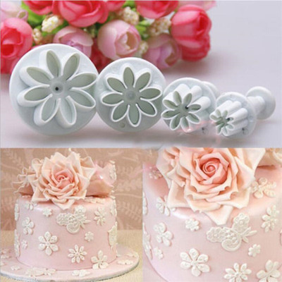 极速Hot Sale 4Pcs/Setp Plum Flower Plunger Fondant Mold Cutt