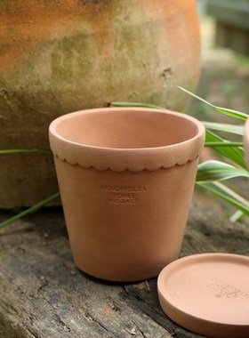 极速欧式帝罗马h水泥花盆红色陶土创意透气复古红陶ins盆栽带托盘