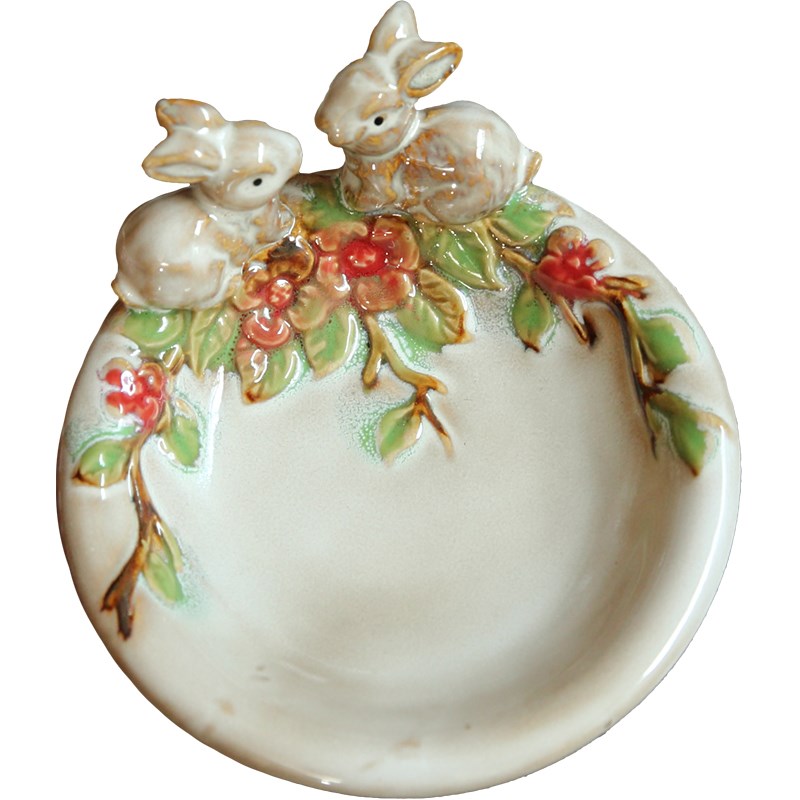 极速家居饰品陶瓷烟灰缸装饰盘子干果盘小装饰V动物装饰摆件