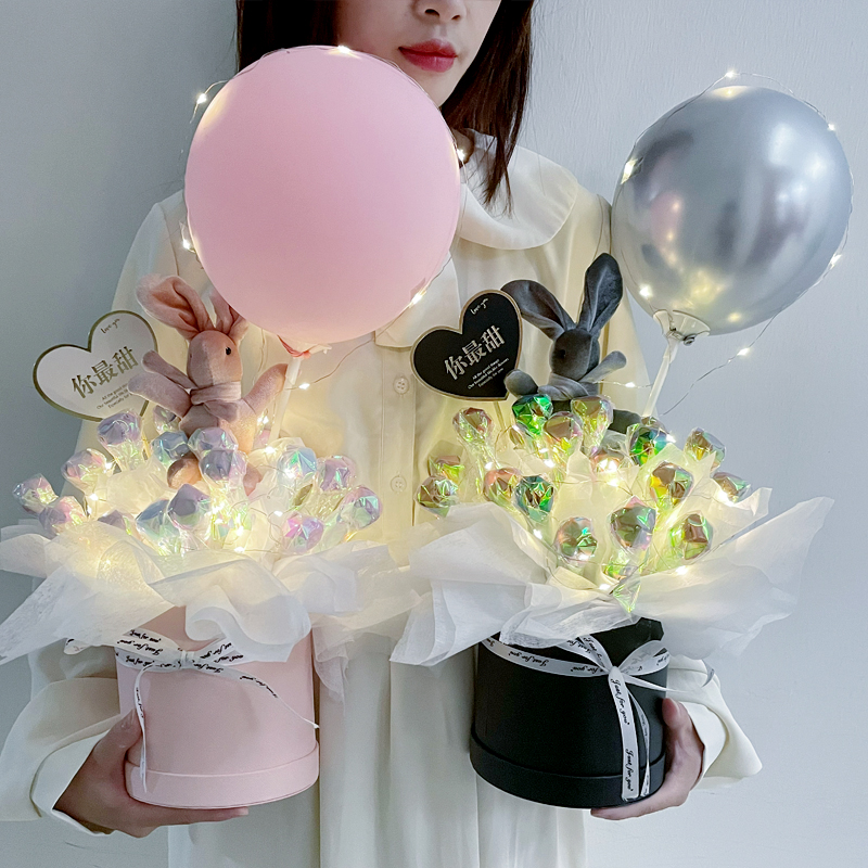 极速diy棒棒糖花束手工包装纸材料干燥花抱O抱桶送女友闺蜜儿童生