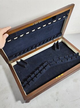 极速西洋b古董怀旧老式餐具刀叉勺子实木收纳盒木盒小木箱摆件老