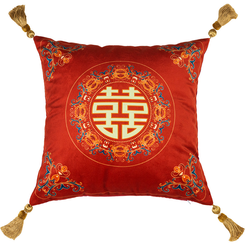 极速满堂彩新中式红色中国风客z厅沙发抱枕套婚礼喜庆床头靠枕结