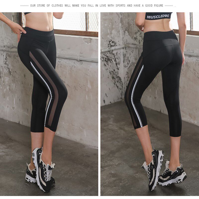 新品胖mm200斤夏季健身房薄款弹力高腰紧身7分裤女瑜伽Z运动跑步