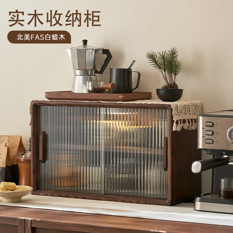 实木桌面置物柜餐厅杯架家用餐边柜咖啡茶具杯子茶水柜手办展示柜