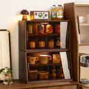 实木杯子收纳置物架桌面餐边柜水杯咖啡杯餐桌台面茶具收纳柜木质