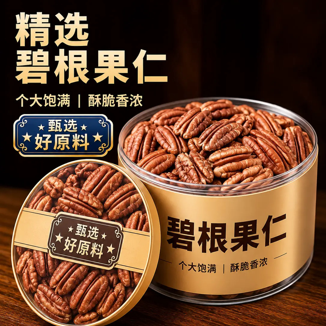 碧根果仁官方旗舰店新货人参果碎肉整仁坚果仁干果烘焙炒货零食