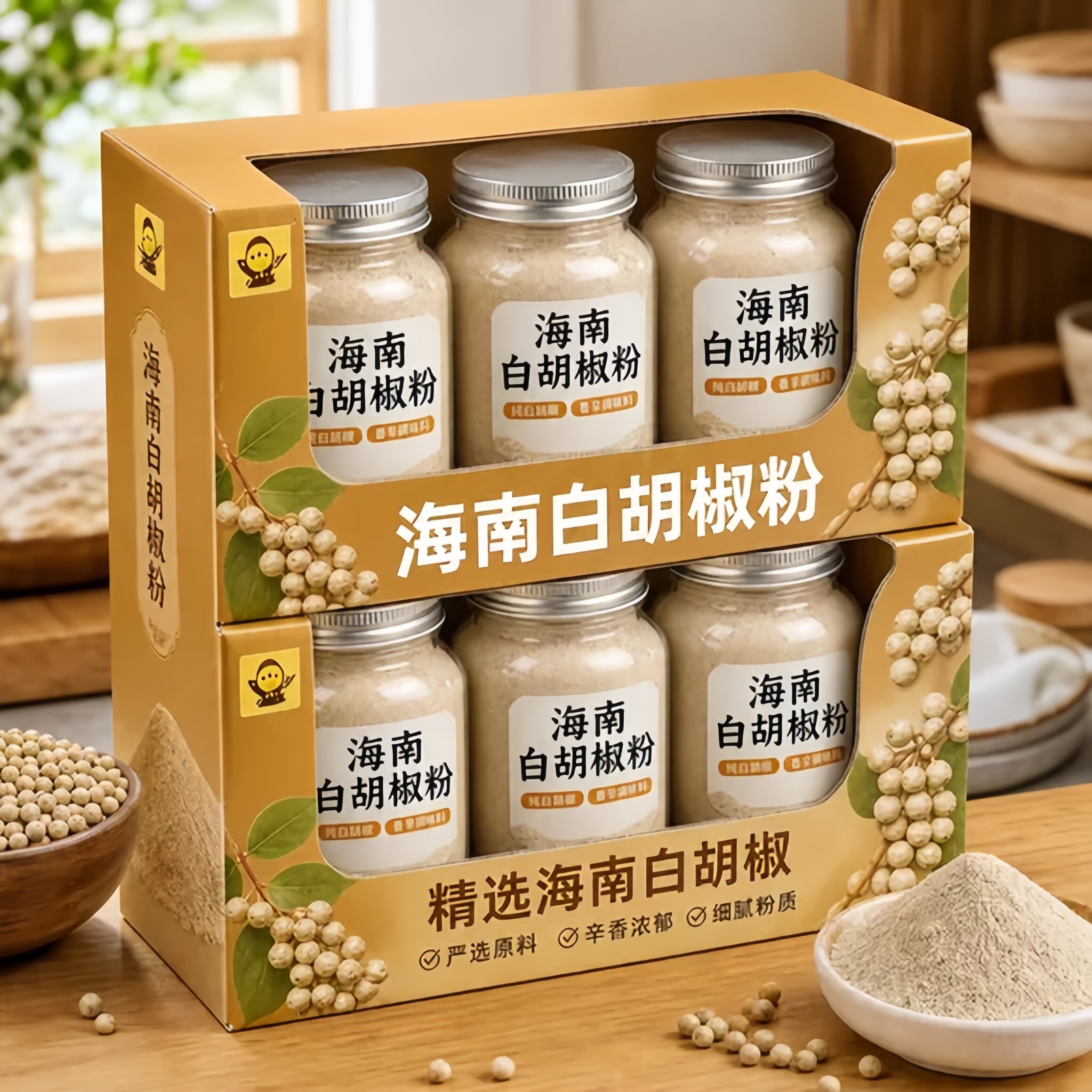 6A级海南正宗纯白胡椒粉500g罐装现磨黑胡椒粒商家用调料散粉煲汤