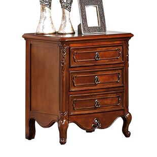 速发美式实木床头柜边式床欧柜卧花两抽斗柜储物柜多功能雕室三抽