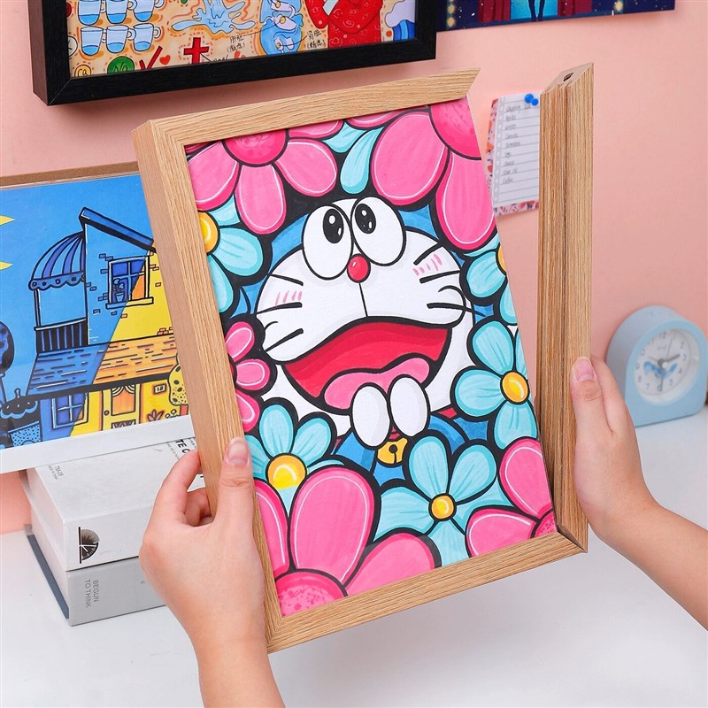速发快拆画框收纳存储展示 儿童画磁吸装裱简易相框A4A奖状8K作品
