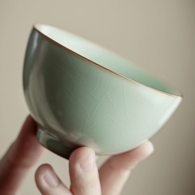 速发汝窑大容量单杯主人杯家用陶瓷功夫茶具品茗茶具建盏茶盏茶具