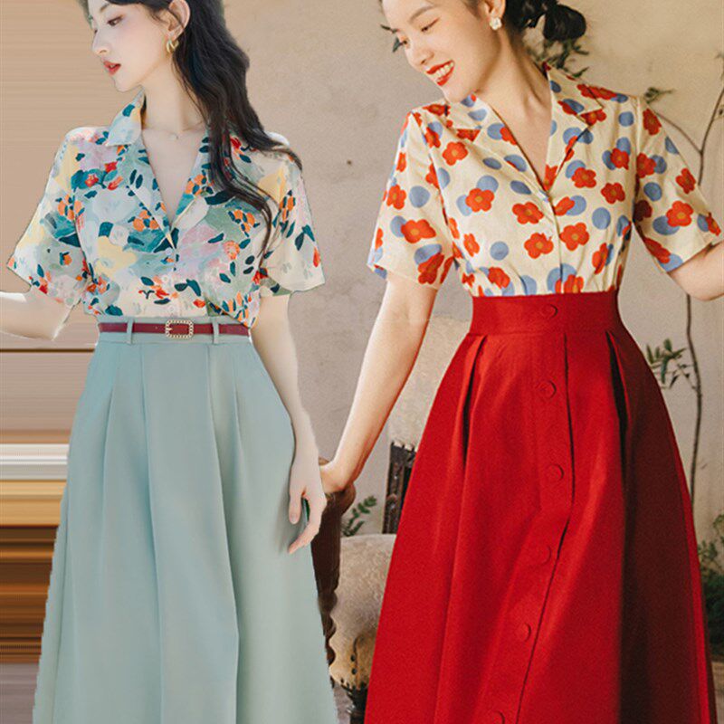 速发装蜜装姐妹套装80年代怀连服闺夏季0高级感装复古港风旧衣裙
