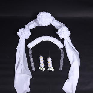 秦雪梅白孝 大祭桩 哭灵戏白色鬓花 青吊蛇头戏 速发饰曲头花孝花