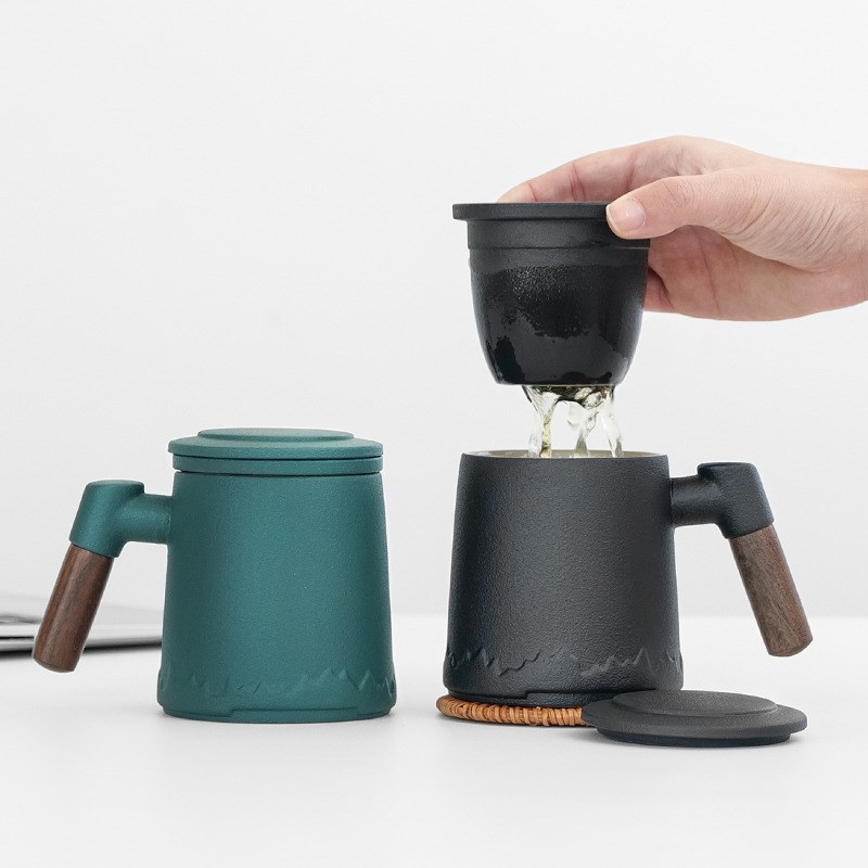 速发陶瓷泡茶杯茶水分离公容大子量办杯室情侣水杯公司LOGO商务伴