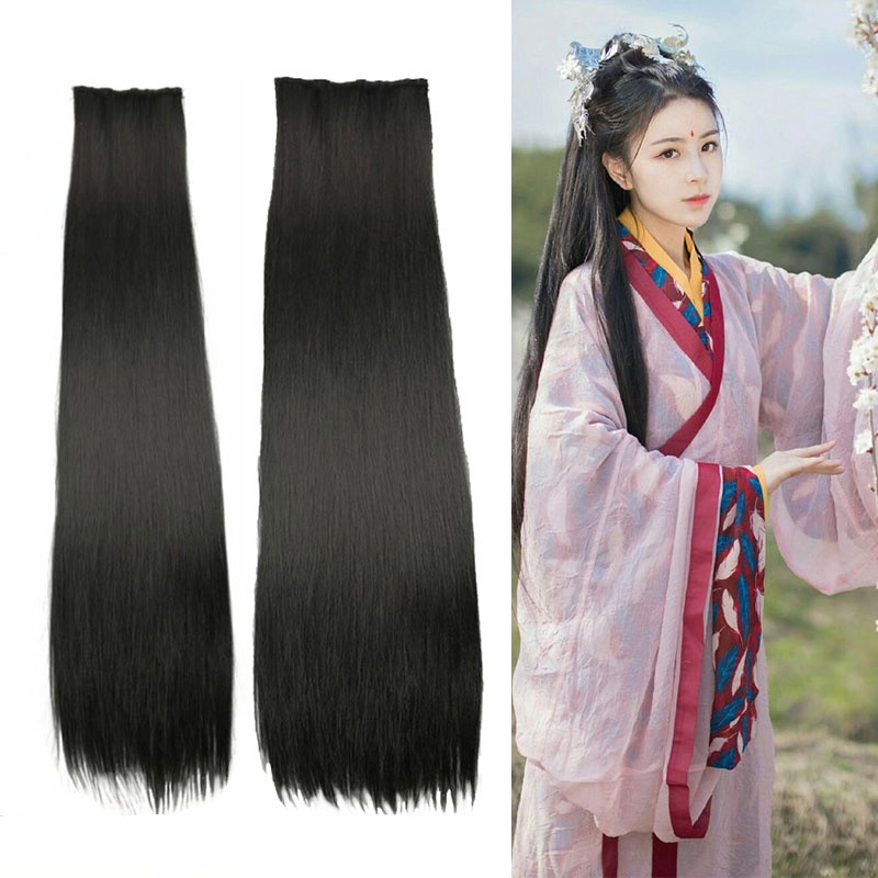 速发汉服古装造型假发小龙一片式长黑直发古筝演接假发出发片