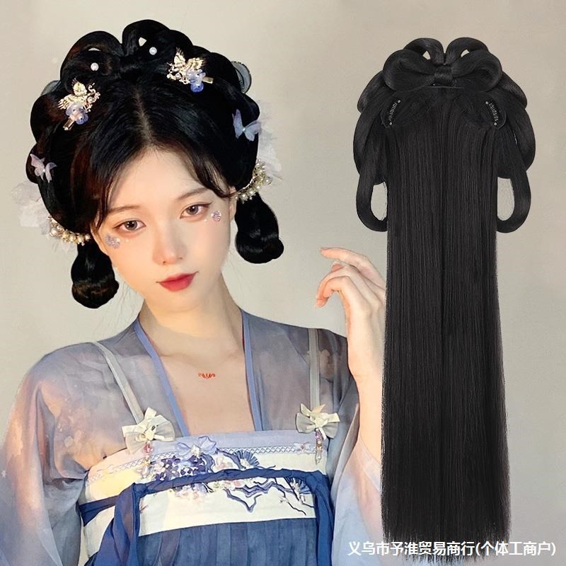 速发古装汉服假发一体式发箍造头套古风头饰垫型发型盘发发髻全发