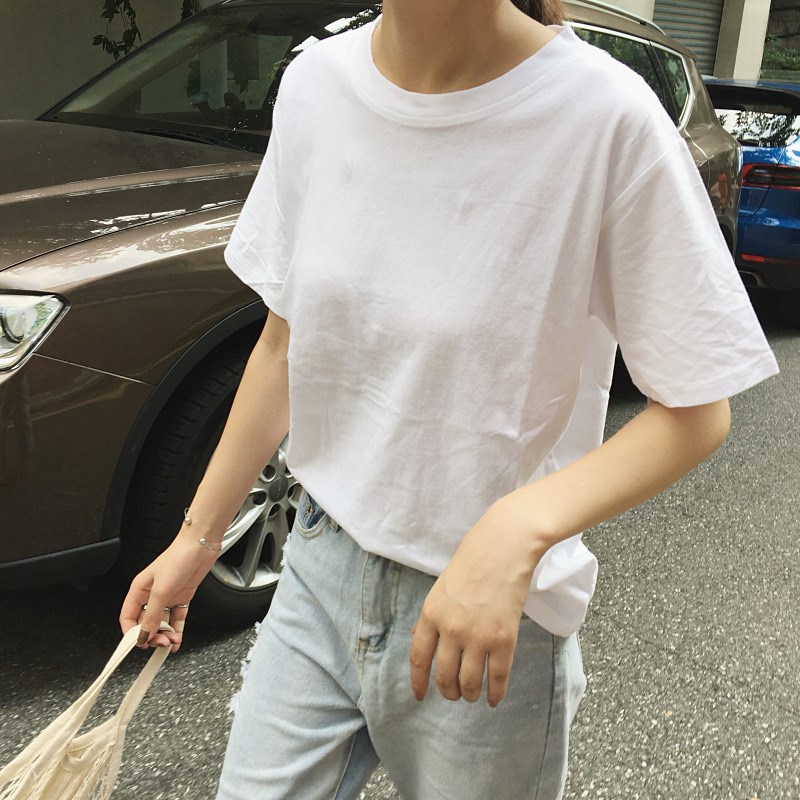 速发中制国造标210/20装重磅不透男克恤黑白色圆领