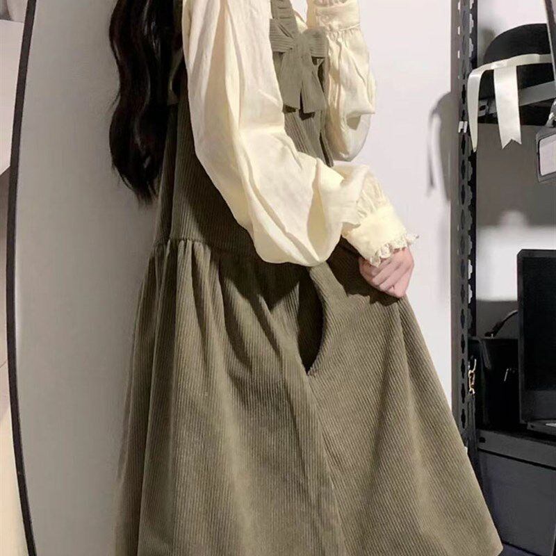 速发小个子秋装搭配显高背带裙穿搭吊带连衣裙子套装