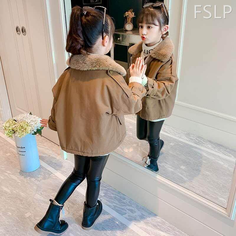 极速女童加绒派克服外套2022冬装新款儿童洋气短款加厚保暖中大童