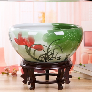 荷花专用缸养睡莲的专用盆荷花碗铜钱草水培专用盆水培花盆陶瓷大