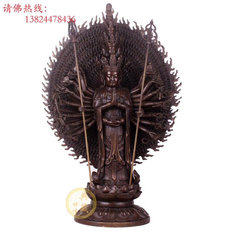 新品千手观音佛像 纯铜彩绘十一面观音铜像 镇宅家居佛堂供奉风水