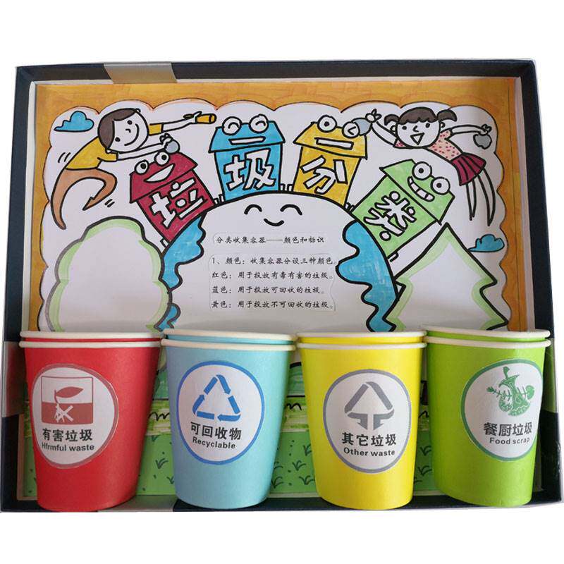 极速儿童创意手工制作材料包 垃圾分类知识 变废为宝 纸杯画 鞋盒