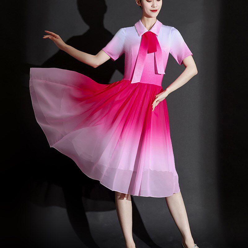 现代舞演出服女青春活力中学生合唱团连衣裙开场舞蹈表演服装套装