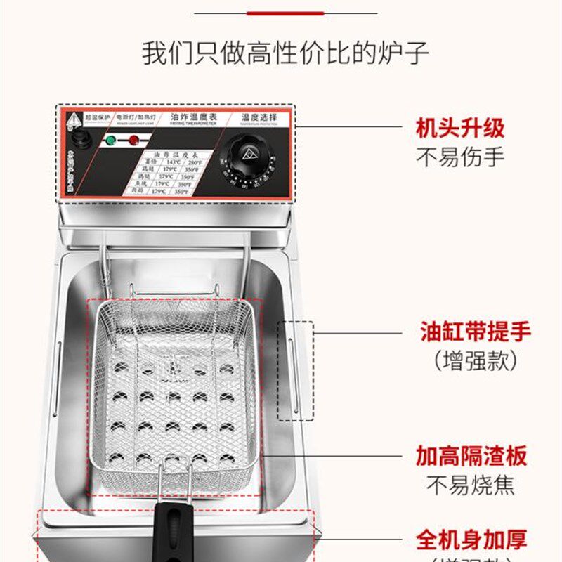 极速炸串设备摆摊炸油条专用锅炸鸡商用电炸炉单双缸薯条麻花麻球