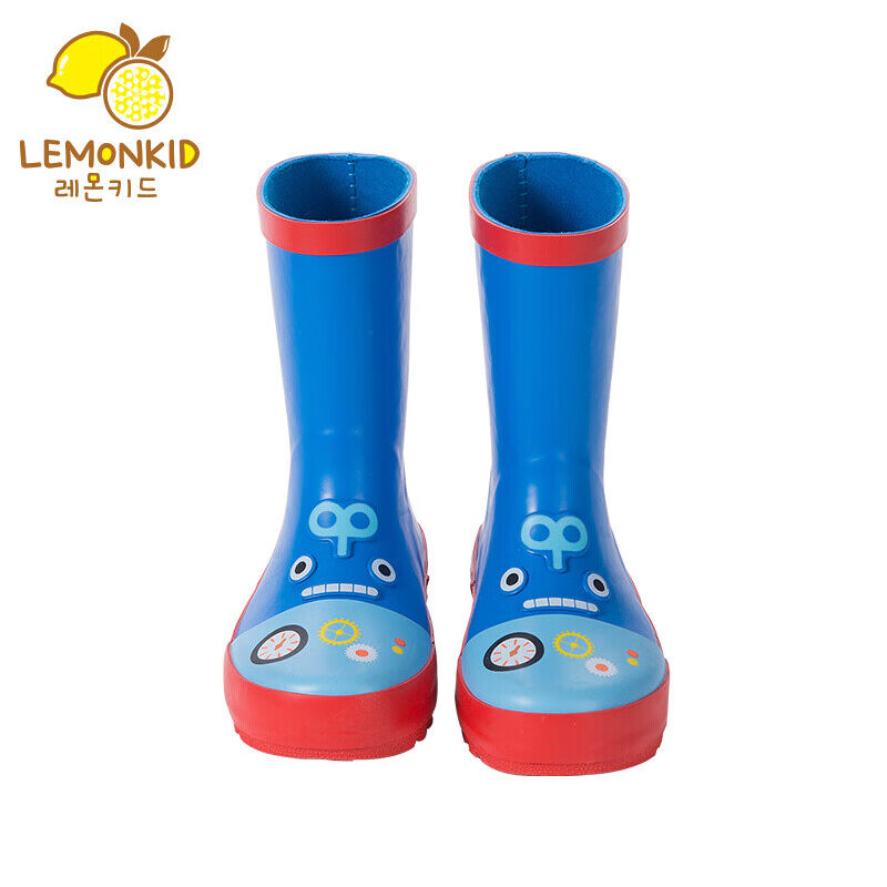 极速lemonkidlemonkid儿童雨鞋男女童水鞋宝宝幼儿园防滑雨靴蓝色