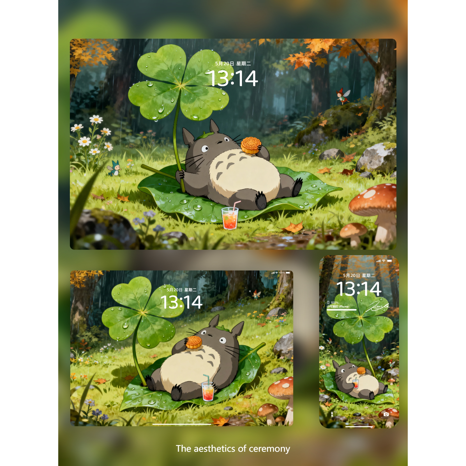 8张雨天龙猫的治愈时刻4K8K高清壁纸iPhone手机iPad平板电脑