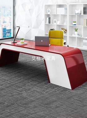红色设计款老板桌时尚1.6米办公桌总裁桌主管桌经理桌大班台桌