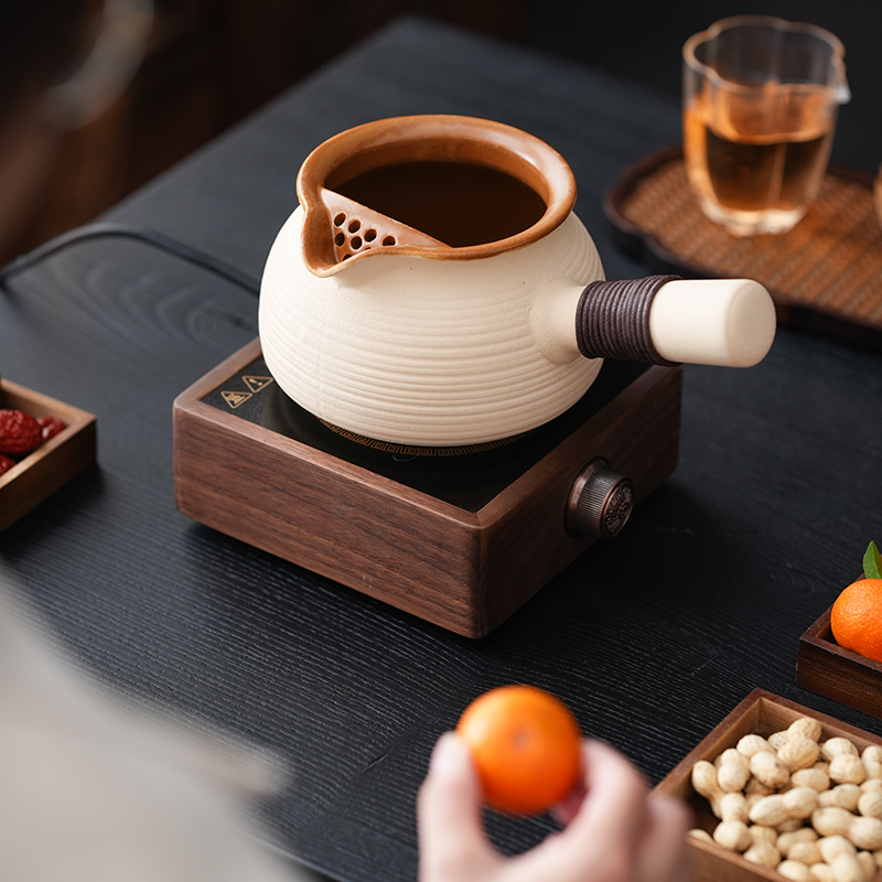 围炉煮茶壶苏打釉1000ml陶壶烤奶罐罐壶全套茶具套装侧把壶茶壶