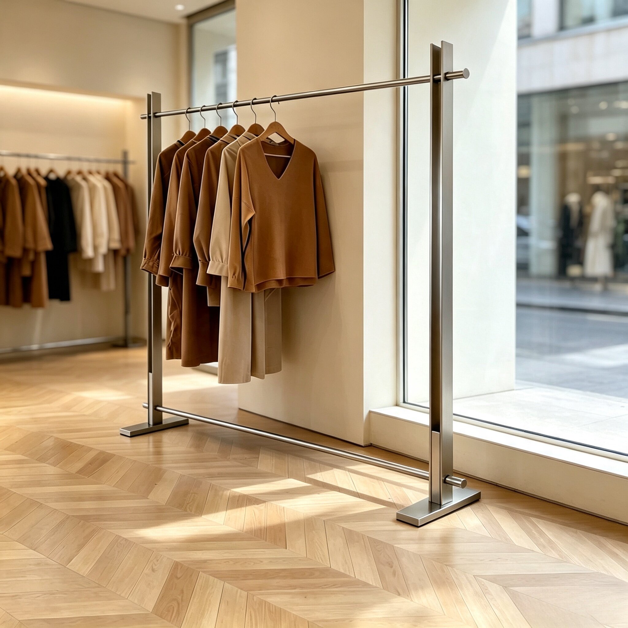 服装店展示架不锈钢中岛落地式陈列架女装男装服装道具加厚挂衣架
