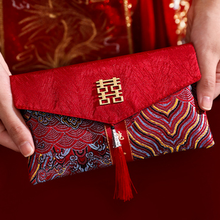 红包结婚专用万元喜包2025新款中式高档布艺红包袋父母改口利是封