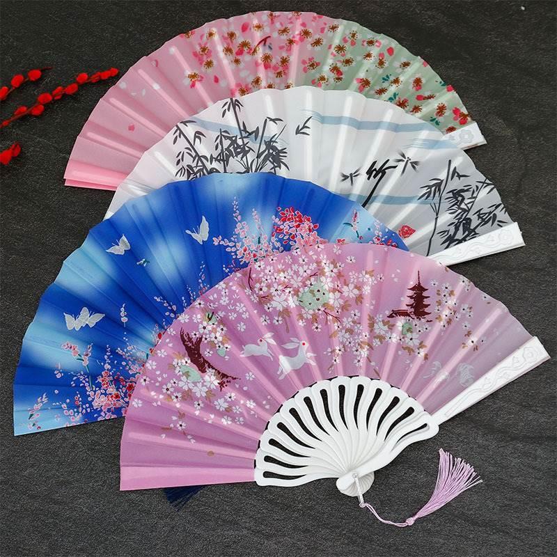 古风汉服扇子女童塑料折扇中国风女孩学生夏季舞蹈折叠扇7寸便携图片