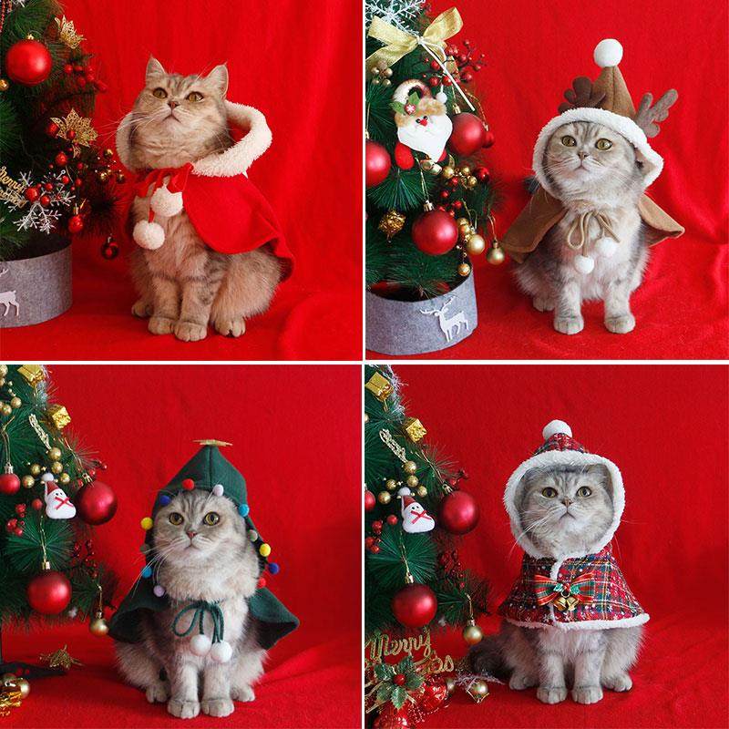 猫咪狗狗圣诞斗篷披风冬季保暖披肩睡袍可爱宠物新年搞怪衣服拍照