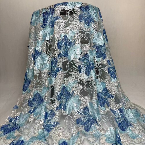 繁花亮片网纱 童装DIY布料 裙子面料 设计师服装辅料花边