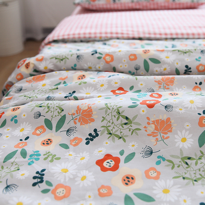 速发格双碎全花棉AB版斜纹纯棉被罩单人子人学生