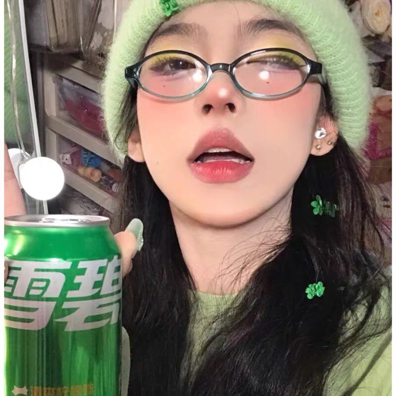 速发复百文艺素颜神器框辣妹椭圆渐搭平光镜小众古变风格小框