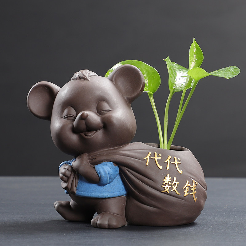速发绿居水培花盆家萝小摆件花瓶插花瓶面养容器老鼠桌水装饰品