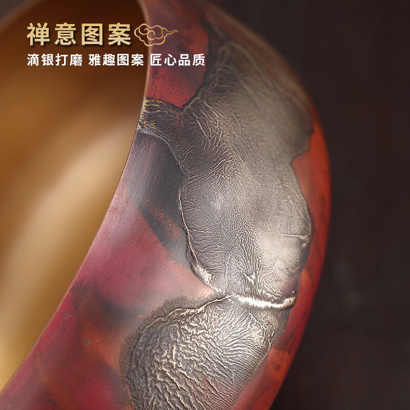 速发功夫茶具配件水盂纯铜茶洗渣洗客厅镶银茶缸茶台大杯茶缸泡茶