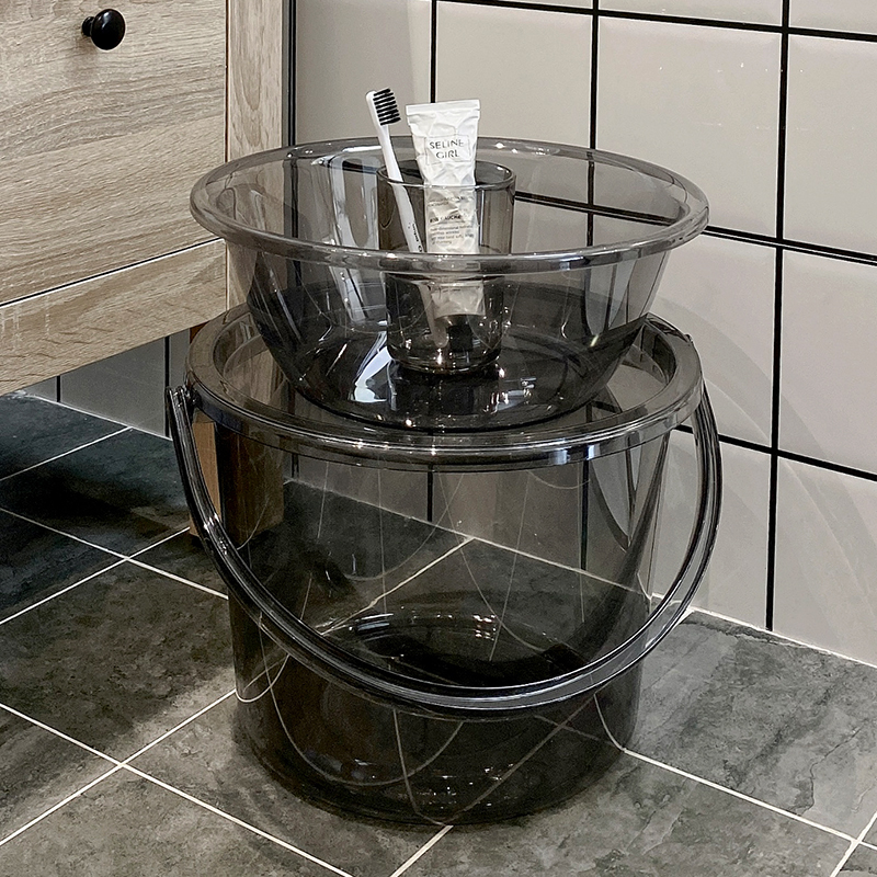 速发透明黑色水用脸盆加厚家桶塑料洗水手提桶学生宿舍洗澡衣