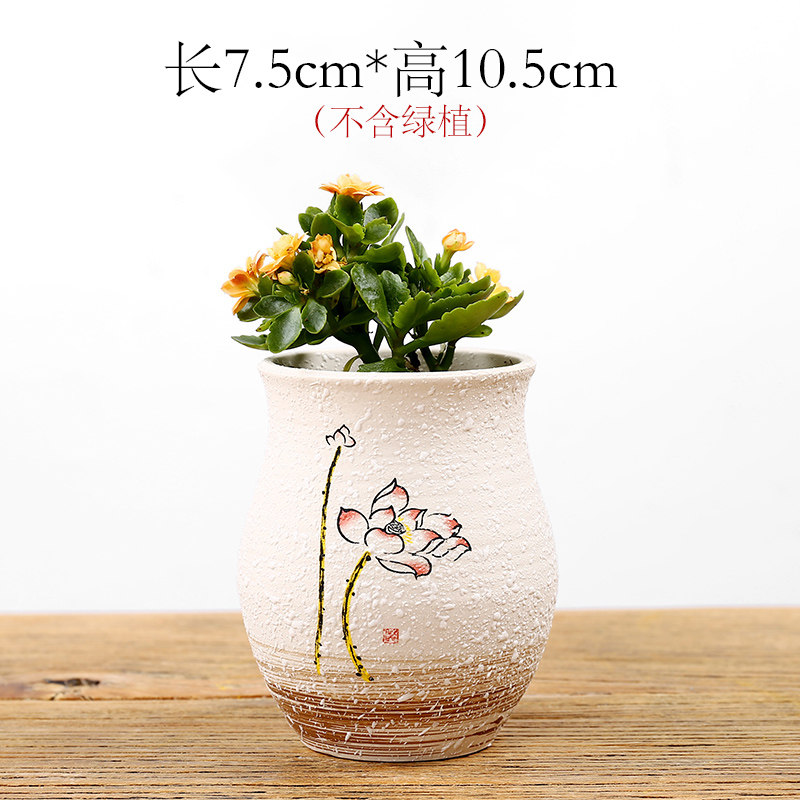 速发清新手绘雪花釉效果多肉植物约瓷内盆新款简陶室花桌面老桩复